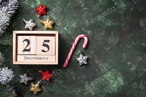 Preview: Christmas background with wooden calendar