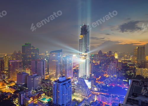 Preview: Lights Show of Bangkok manahakhon building, Thailand
