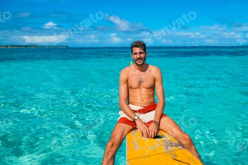 Preview: Tourist enjoying crystal clear water in siargao island, philippines