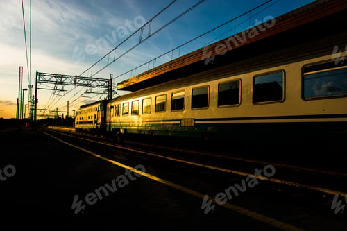 Preview: Beautiful shot of a train in the motion at the railway station