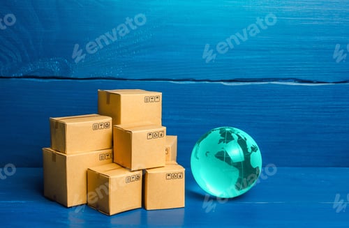 Preview: Planet Earth globe and boxes.