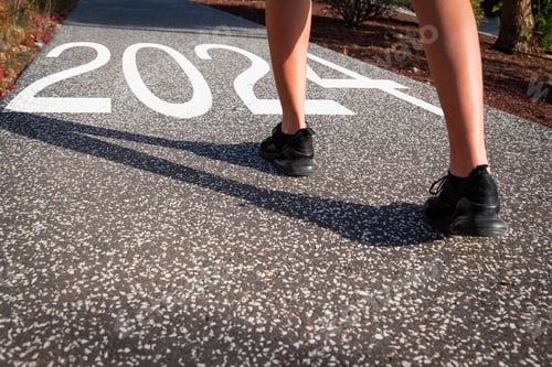 Preview: A runner is about to start running in the new year, 2024, new year celebration concept
