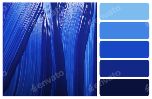 Preview: Paint strokes as background, closeup. Color of the year 2020 (Classic blue)