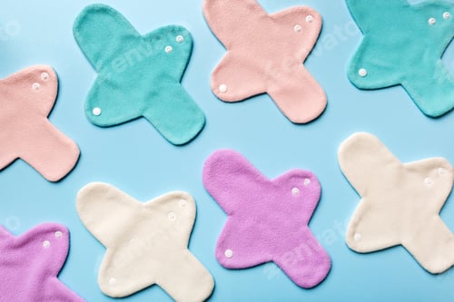 Preview: Eco-friendly reusable fabric women's pads. set of colorful bright reusable menstrual pads