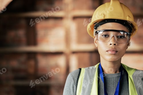 Preview: Architecture, building and construction worker portrait working on real estate construction project