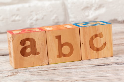 Preview: Wooden toy Blocks with the text: abc