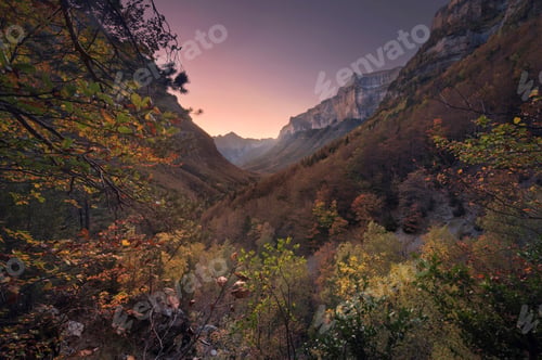 Preview: Spain, Huesca, Ordesa National Park, Sunset at Aragonese pyrenees