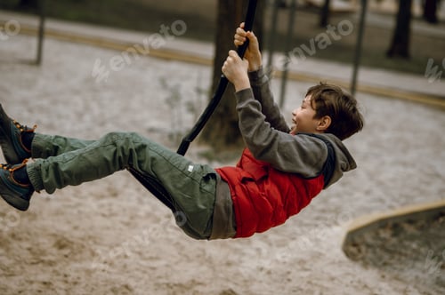 Preview: Boys have fun in the park, they walk on playgrounds