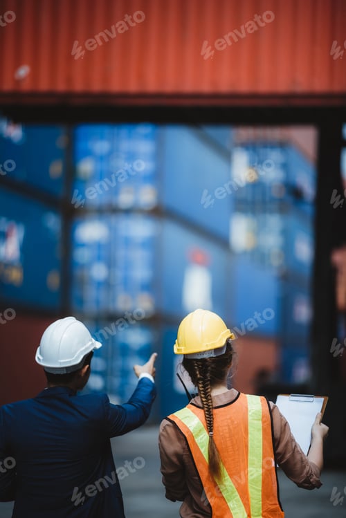 Preview: executives businessmen, and engineers or foreman wear medical face masks