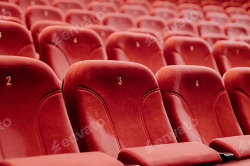 Preview: empty theater chairs in the theater