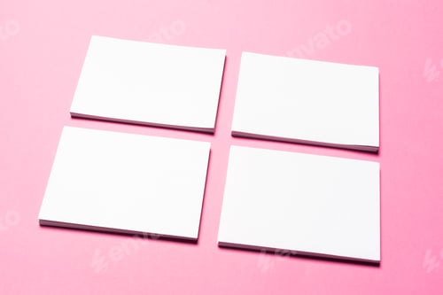 Preview: Blank paper cards on pink background for crafting or organizing tasks
