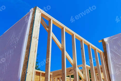 Preview: Frame for support beam unfinished interior timber during construction of a new home