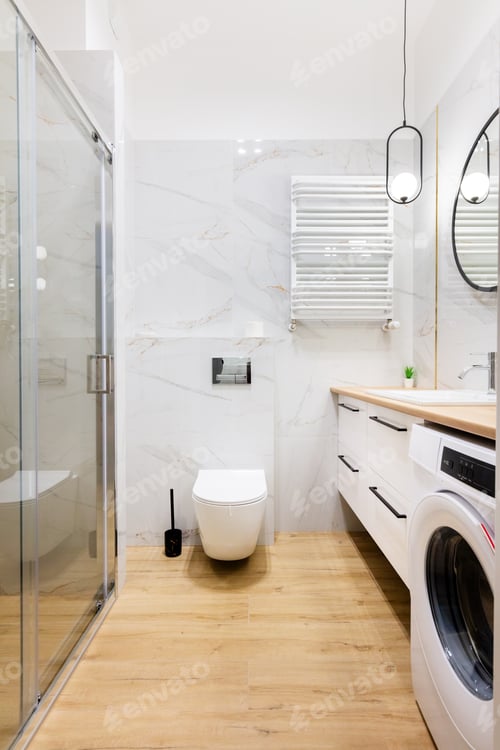 Preview: Modern bathroom with glass shower and new fixtures