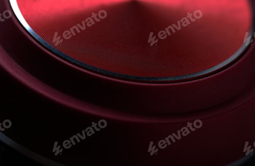 Preview: Close-up view of the red geometric shape of the hi-tech object