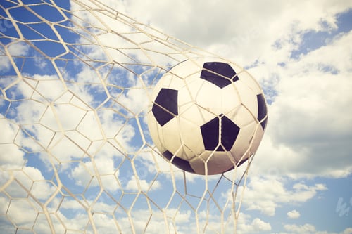 Preview: Soccer Ball In Goal Net Vintage Color