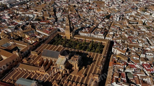 Preview: Aerial view of Mosque Cathedral of Cordoba, Roman bridge, Andalusia, Spain