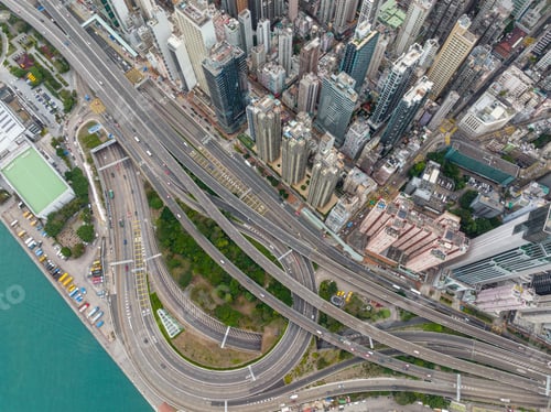 Preview: Sheung wan, Hong Kong 08 February 2022: Aerial view of Hong Kong city