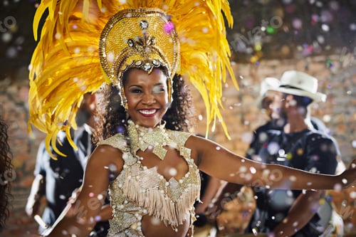 Preview: Shes the sparkling beauty of the show. Portrait of a samba dancer performing in a carnival.