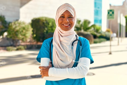 Preview: Muslim doctor outside near the hospital