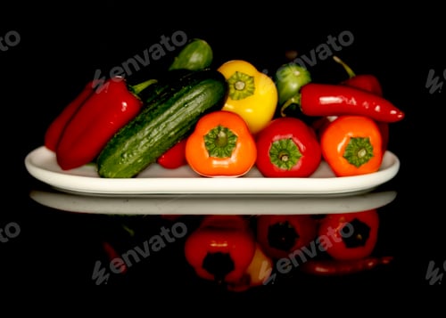 Preview: Organic vegetables on a black background