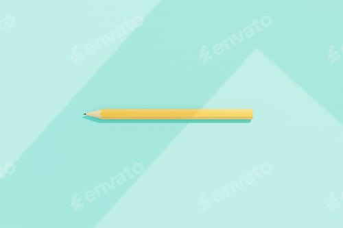 Preview: Graphite yellow pencil on mint colored background with geometric shadows
