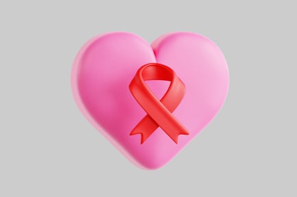 Preview: Pink heart with red ribbon