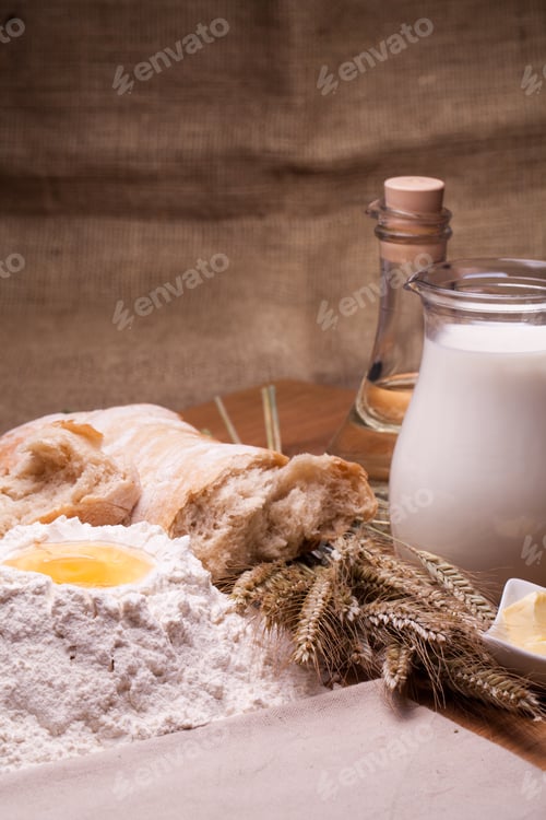 Preview: Different baking ingredients on the table