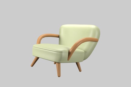Preview: Green Chair with Elegant Wooden Details and White Seat