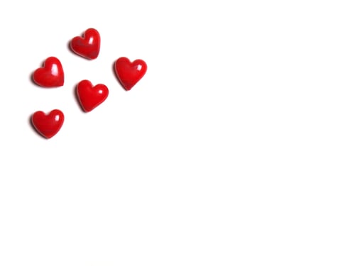 Preview: ceramic hearts on white background