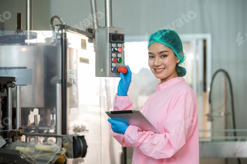 Preview: Worker Checking quality or checking stock of glass bottle in beverage factory.