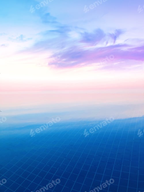 Preview: Beautiful infinity pool and evening skies in gradient colors