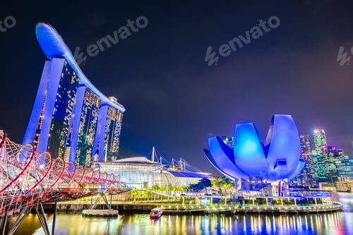 Preview: Beautiful architecture building skyscraper around marina bay in