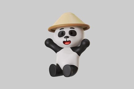 Preview: Cartoon panda wearing asian hat