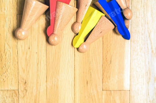 Preview: Pieces of a montessori material to learn fractions and be educated in mathematics.