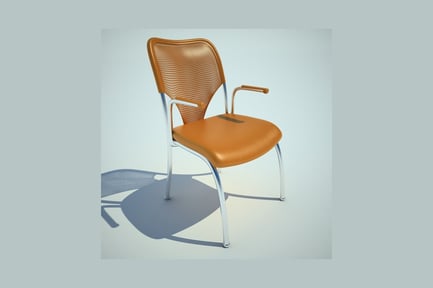Preview: Woven rattan office chair with chrome frame