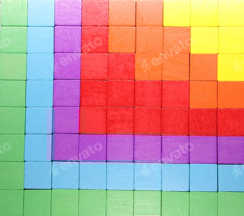 Preview: colored square cubes are arranged. Colour choice. with colorful cubes