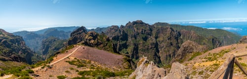 Preview: Panoramic on the trail for trekking in the mountains at Pico do Arieiro, Madeira. Portugal