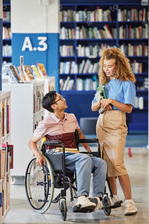 Preview: Male Student with Disability in School Library