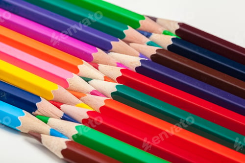 Preview: Education or back to school Concept. Close up macro shot of color pencil