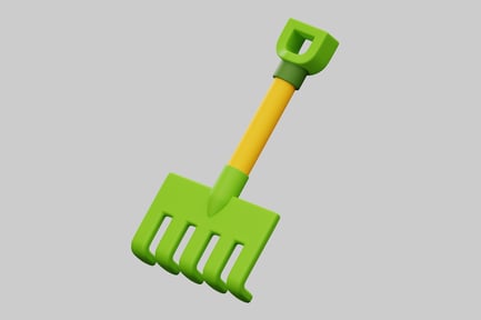 Preview: Cartoon gardening rake green yellow