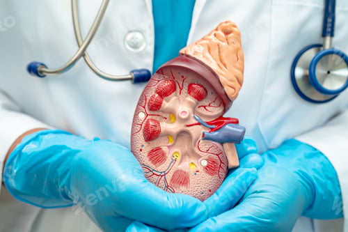 Preview: Kidney disease, Chronic kidney disease ckd, Doctor with human model to study and treat in hospital.