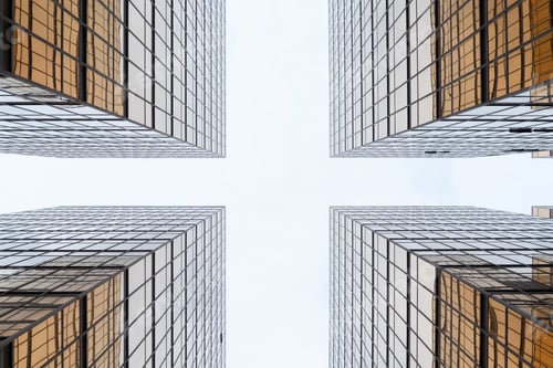 Preview: Office buildings windows. Glass architecture facade design with reflection
