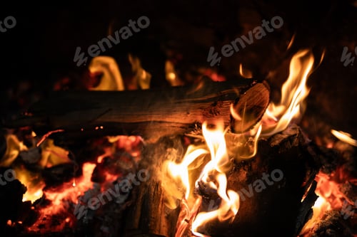 Preview: fire flames orange burning logs timber warm heat home winter