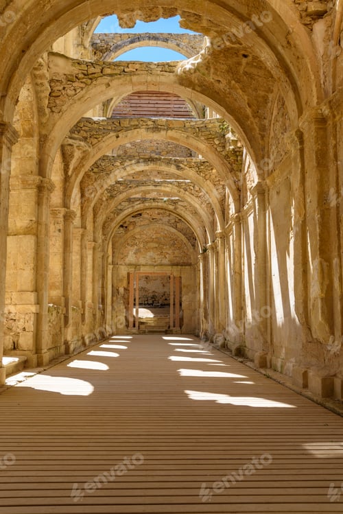Preview: View of the ruins of an ancient abandoned monastery