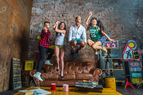 Preview: Group of friends partying at home