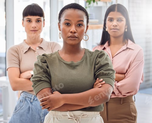 Preview: Shot of three businesswomen standing together in an office