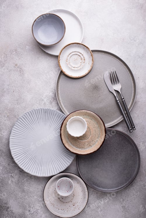 Preview: Craft ceramic plates, bowls and cups