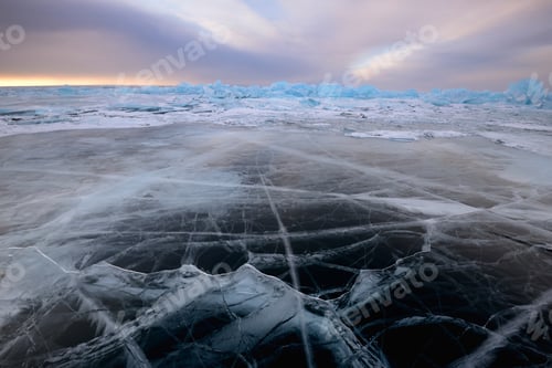 Preview: Patterned ice, Baikal Lake, Olkhon Island, Siberia, Russia