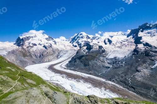 Preview: Aerial drone shot flying over the iconic Matterhorn in Switzerland