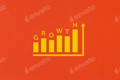 Preview: Business growth concept. Financial report with graphs and arrow.